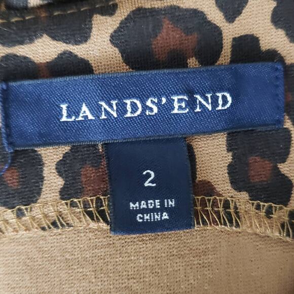 Lands End Leopard Print Stretch Ponte Knit Dress - Picture 2 of 6